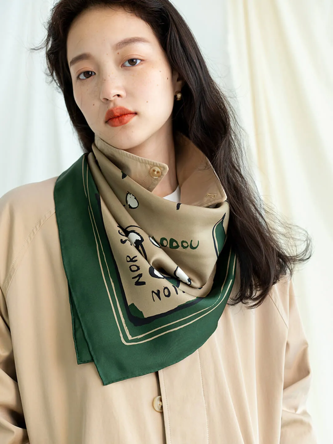 Chowxiaodou Rainbow Girl Twill Silk Square Scarf