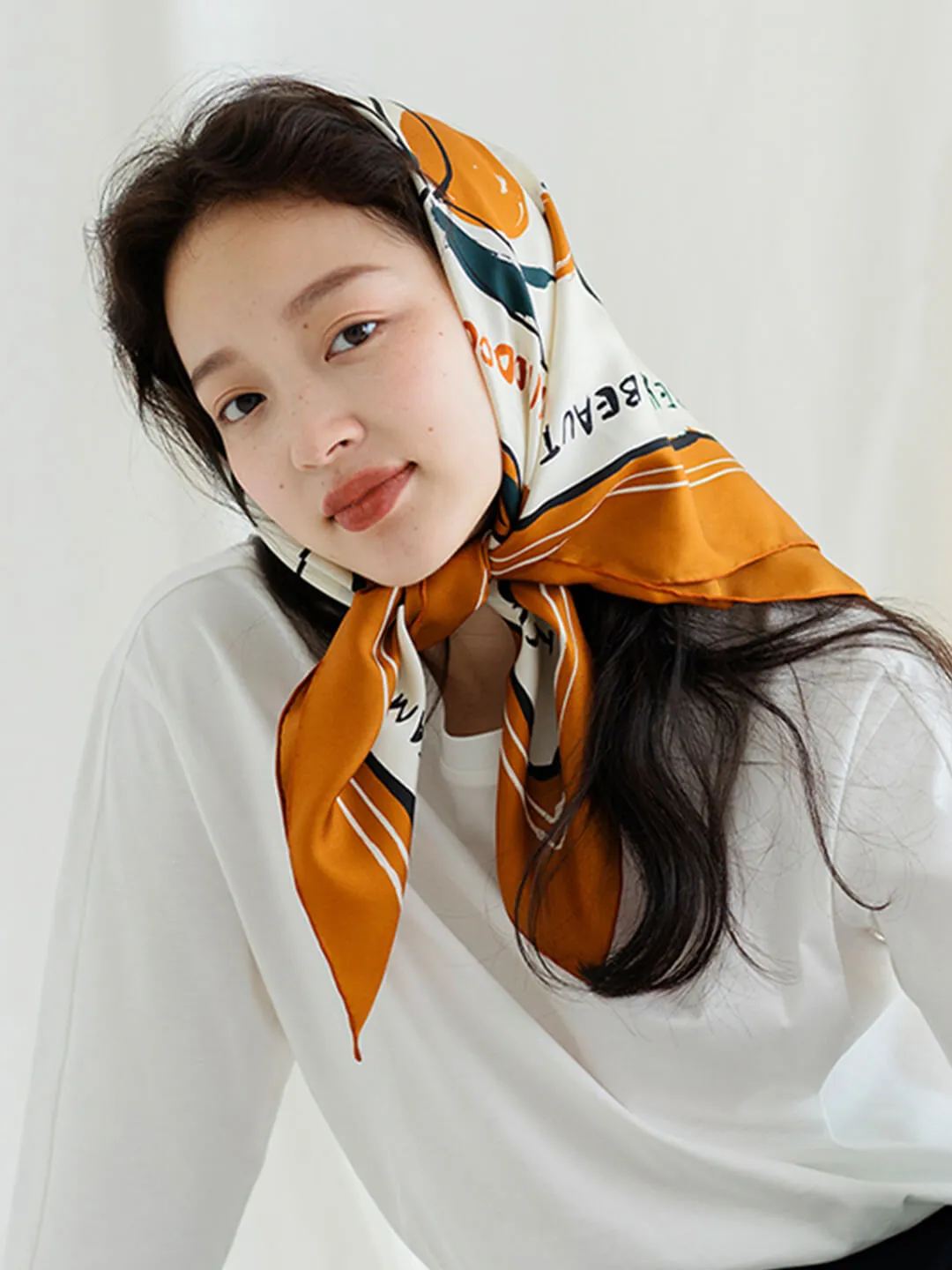 Chowxiaodou Rainbow Girl Twill Silk Square Scarf