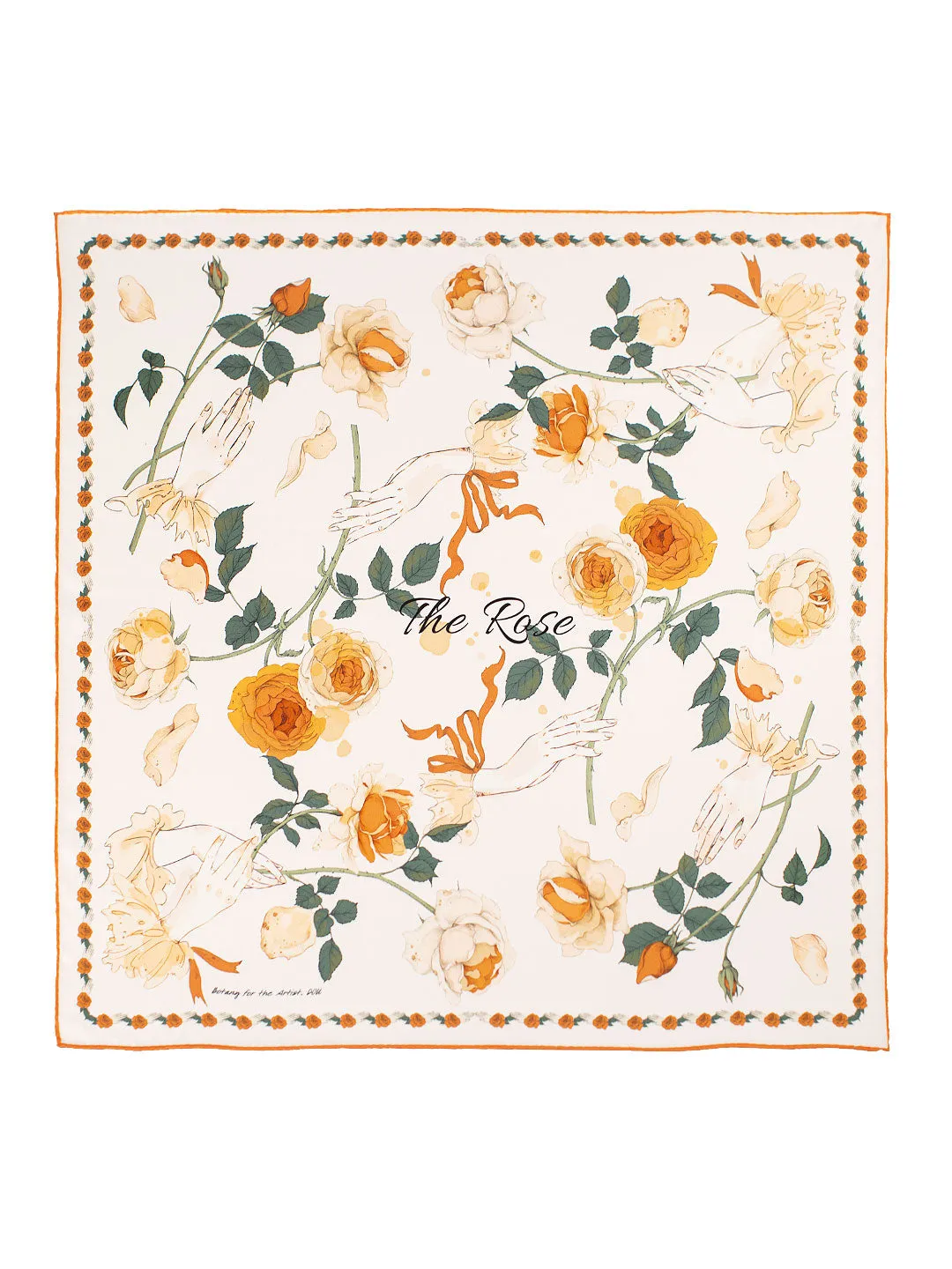 Chowxiaodou Rose Silk Satin Small Square Scarf 65*65