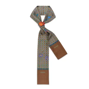 Copy of Chowxiaodou Printed Twill Silk Narrow Scarf-Brown