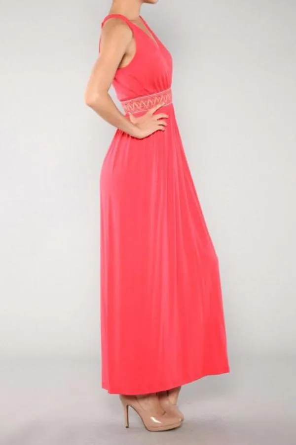 Coral Boho Maxi Dress