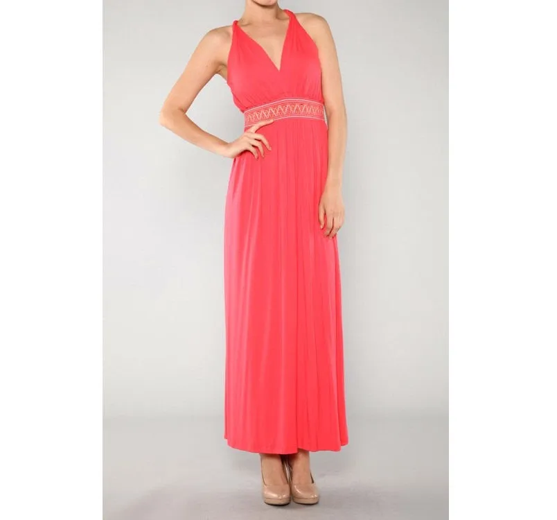 Coral Boho Maxi Dress