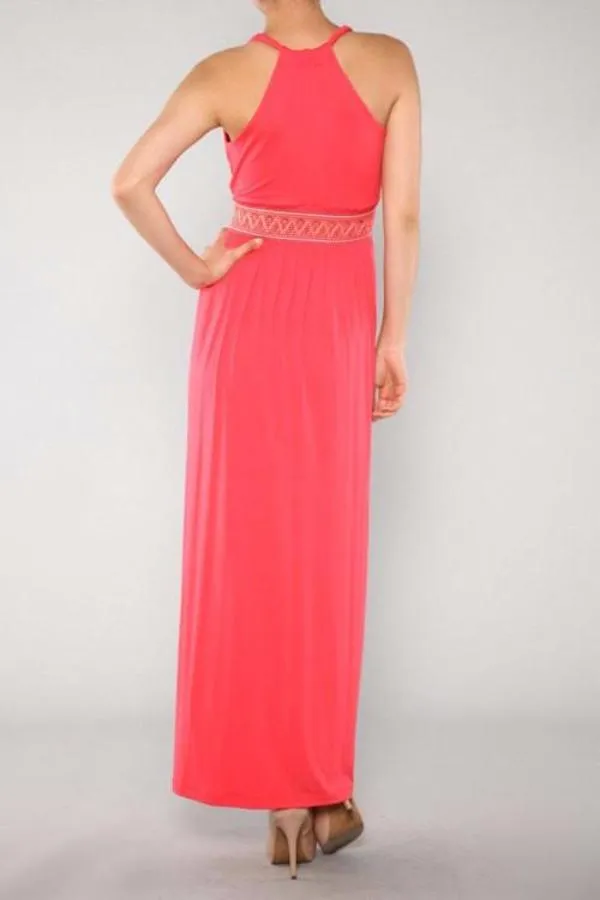Coral Boho Maxi Dress