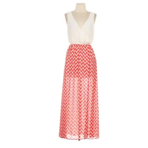 Coral Chevron Maxi Dress