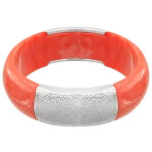 Coral Orange Frosted Resin Bangle Bracelet
