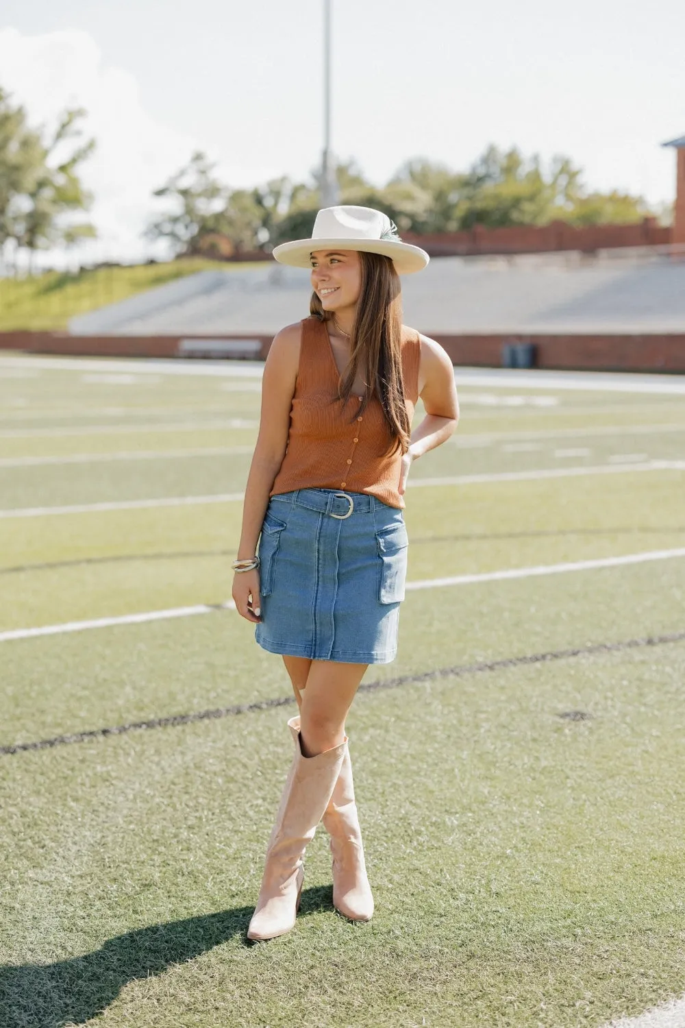 Corinne Denim Cargo Skirt