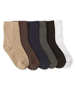 Cotton Rib Crew Sock - Khaki