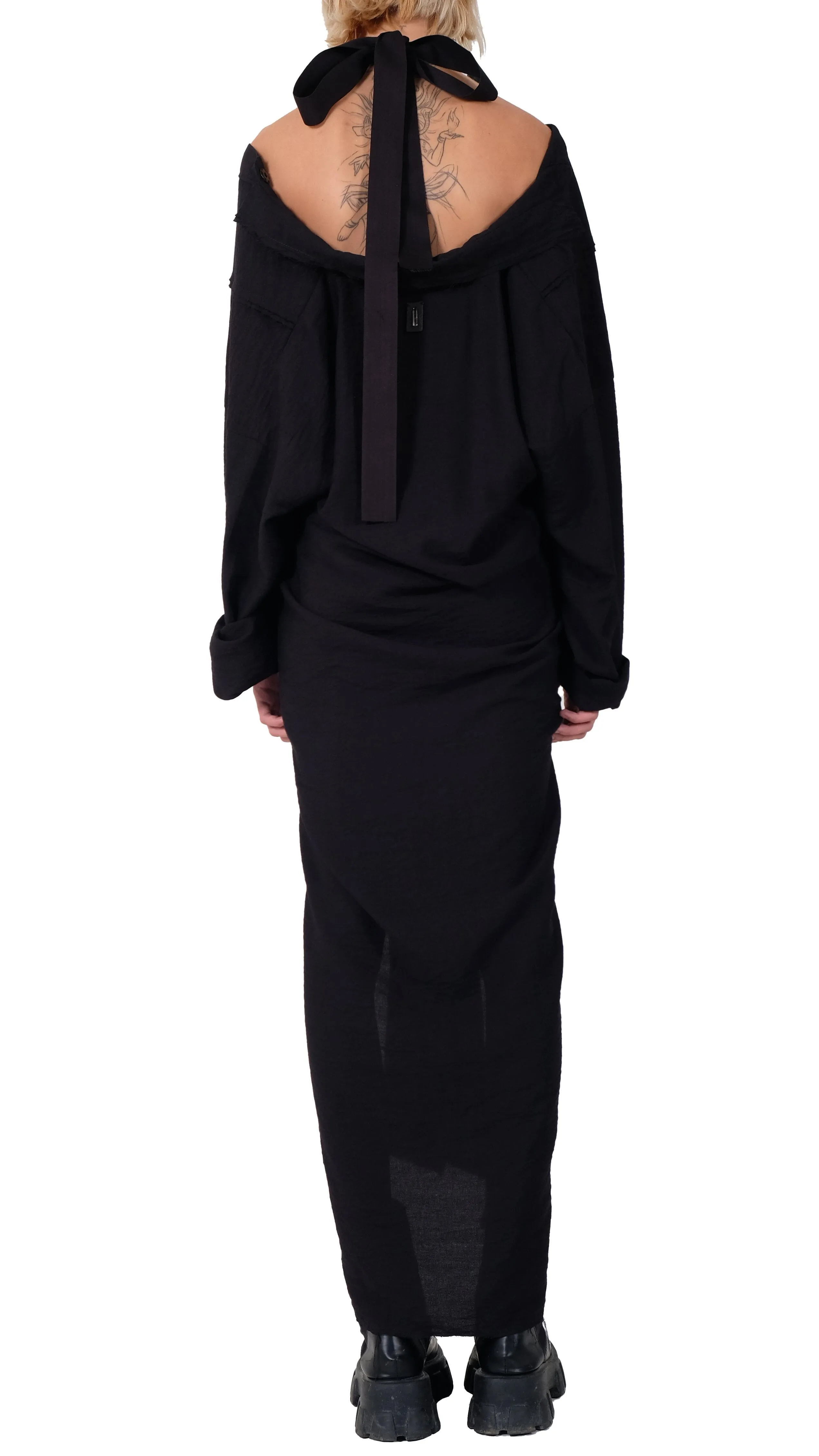 Creased Cotton Long Shirt Dress