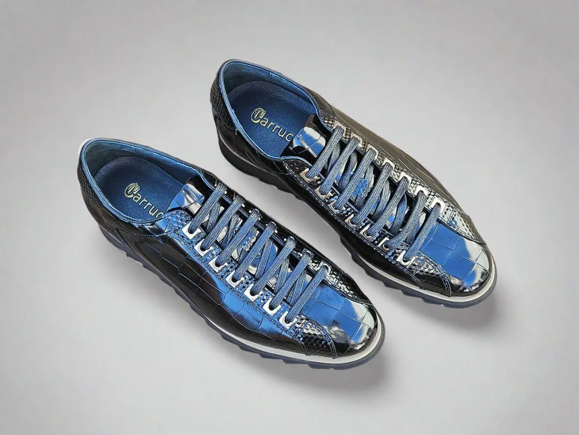 Crocodile-Embossed Leather Sneaker