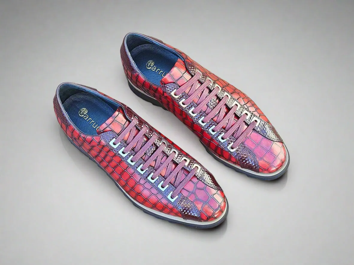 Crocodile-Embossed Leather Sneaker