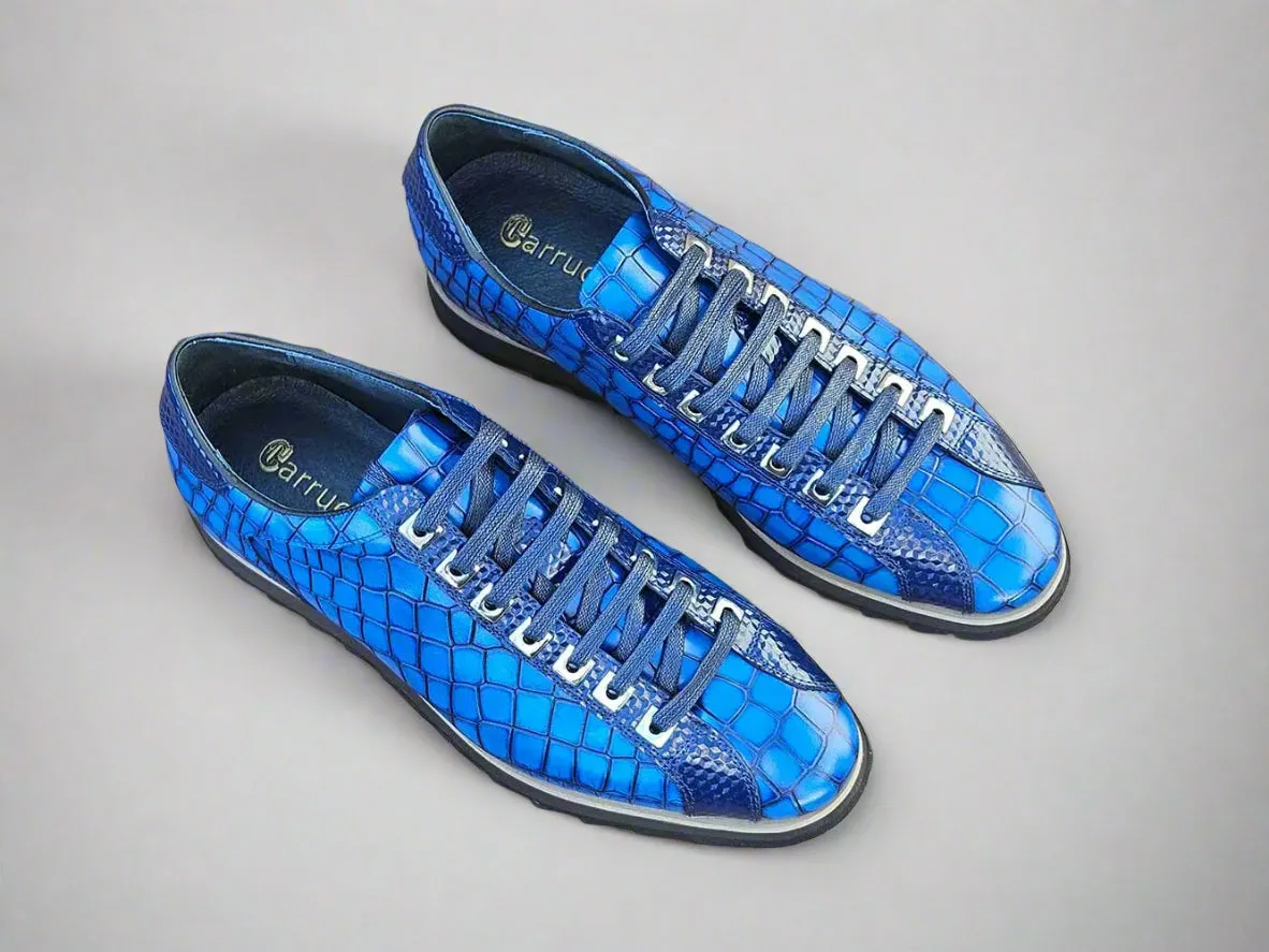 Crocodile-Embossed Leather Sneaker