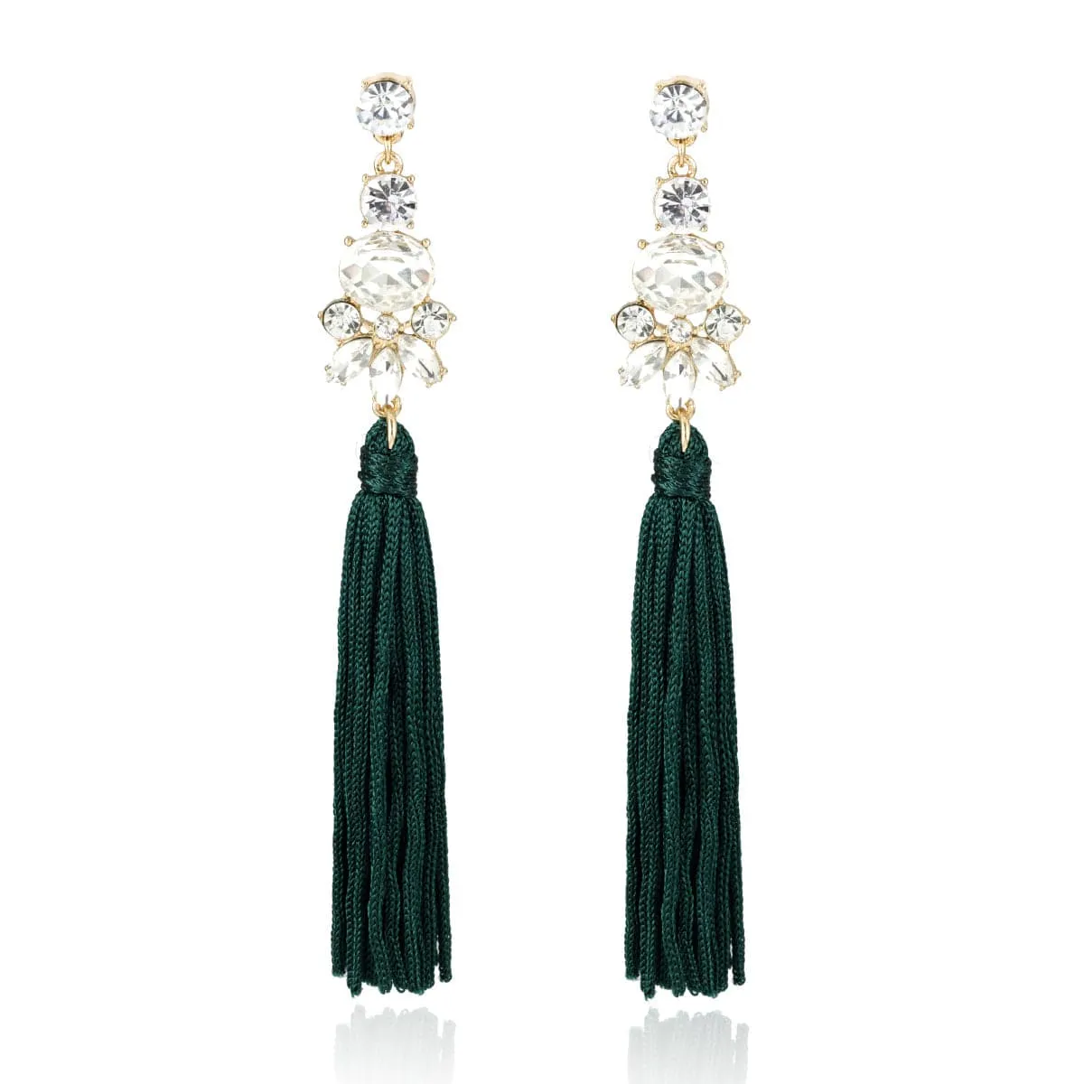 Crystal & Polyster 18K Gold-Plated Geometric Tassel Drop Earrings
