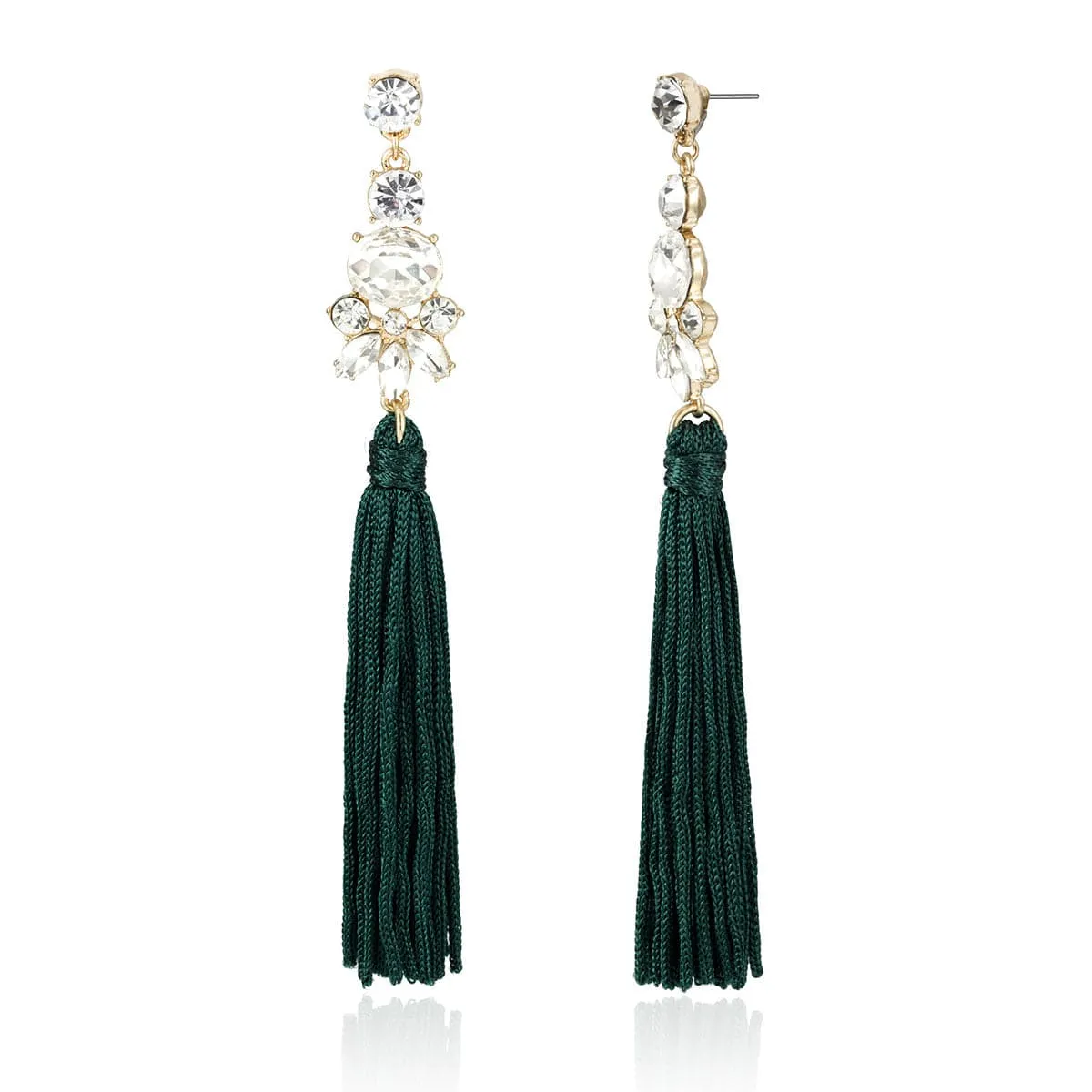 Crystal & Polyster 18K Gold-Plated Geometric Tassel Drop Earrings