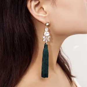 Crystal & Polyster 18K Gold-Plated Geometric Tassel Drop Earrings