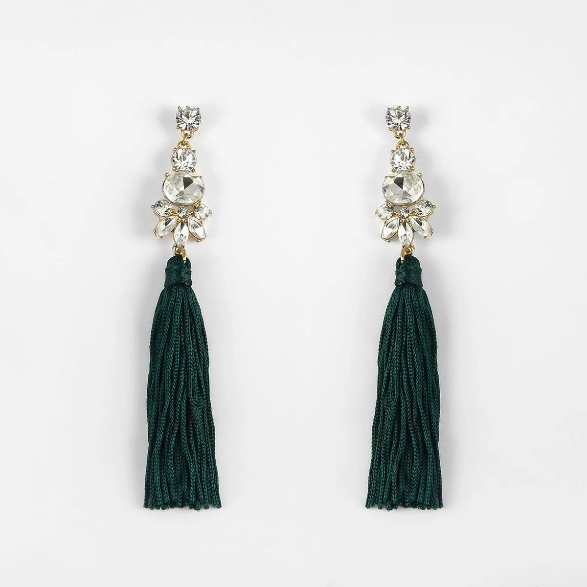 Crystal & Polyster 18K Gold-Plated Geometric Tassel Drop Earrings