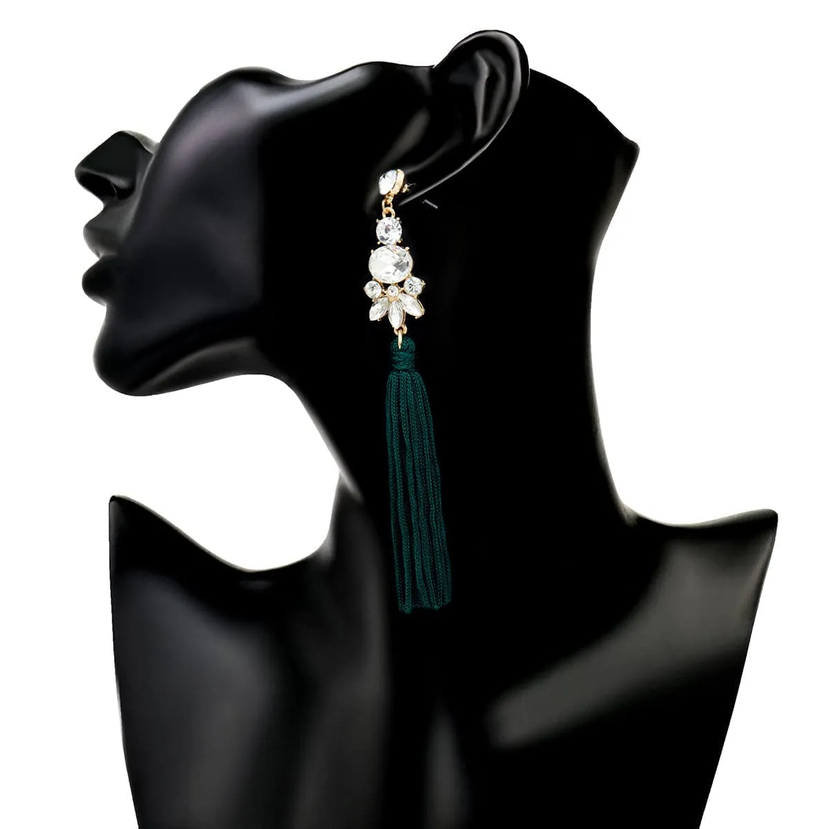 Crystal & Polyster 18K Gold-Plated Geometric Tassel Drop Earrings