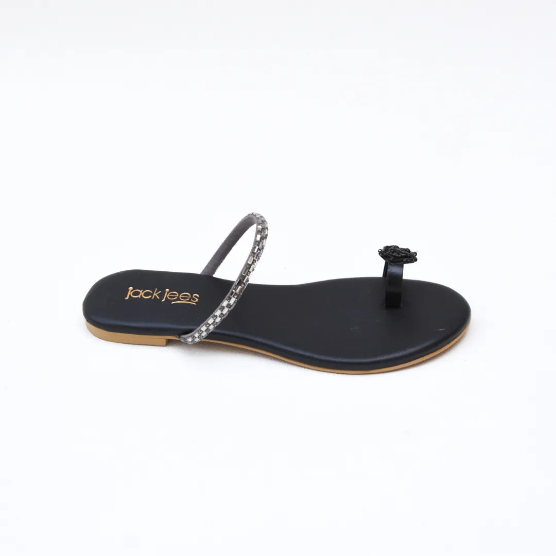Crystal Bloom Flats Black