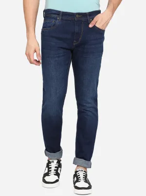 Dark Blue Washed Narrow Fit Jeans | Greenfibre