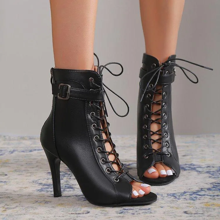 DEANWANGK  Foreign Trade Women's Sandals Open Toe Summer Strap Sandal Boots Fashion High Heel Sandals Peep Toe Classy Shoes Roman Sandals 43