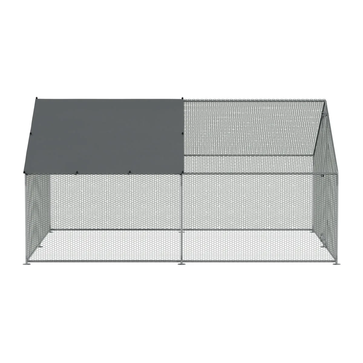 Dellonda 3 x 4 x 2m Walk-In Chicken Run, Galvanized Steel, Roof Cover, PVC Coated Chicken Wire