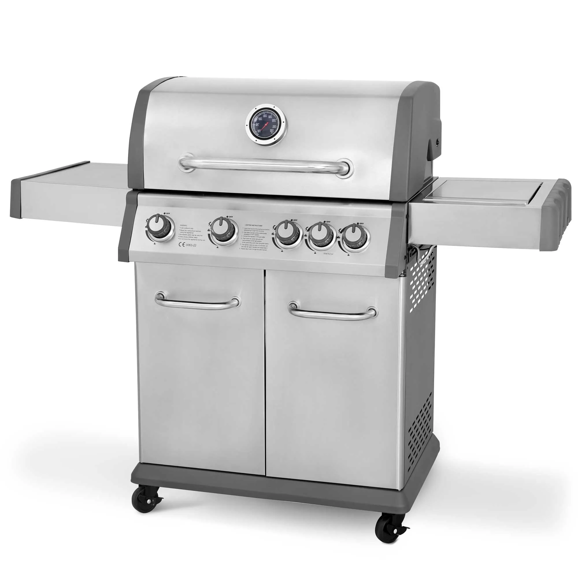 Dellonda 4 1 Burner Deluxe Gas BBQ & Water Resistant Cover, Stainless Steel - DG231