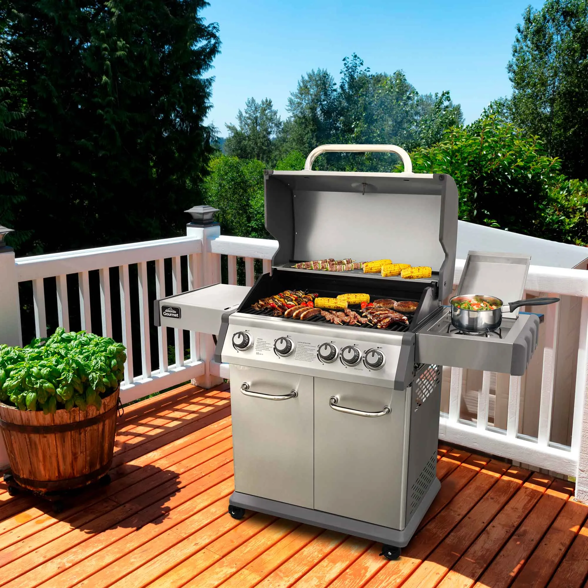 Dellonda 4 1 Burner Deluxe Gas BBQ & Water Resistant Cover, Stainless Steel - DG231