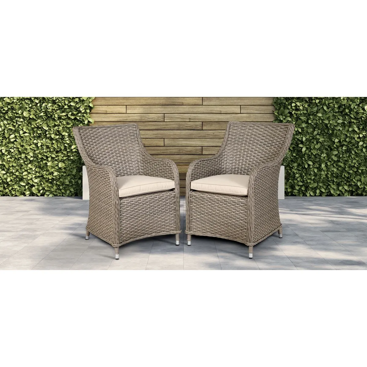 Dellonda Chester Rattan Wicker Garden Dining Chairs with Cushion, Brown