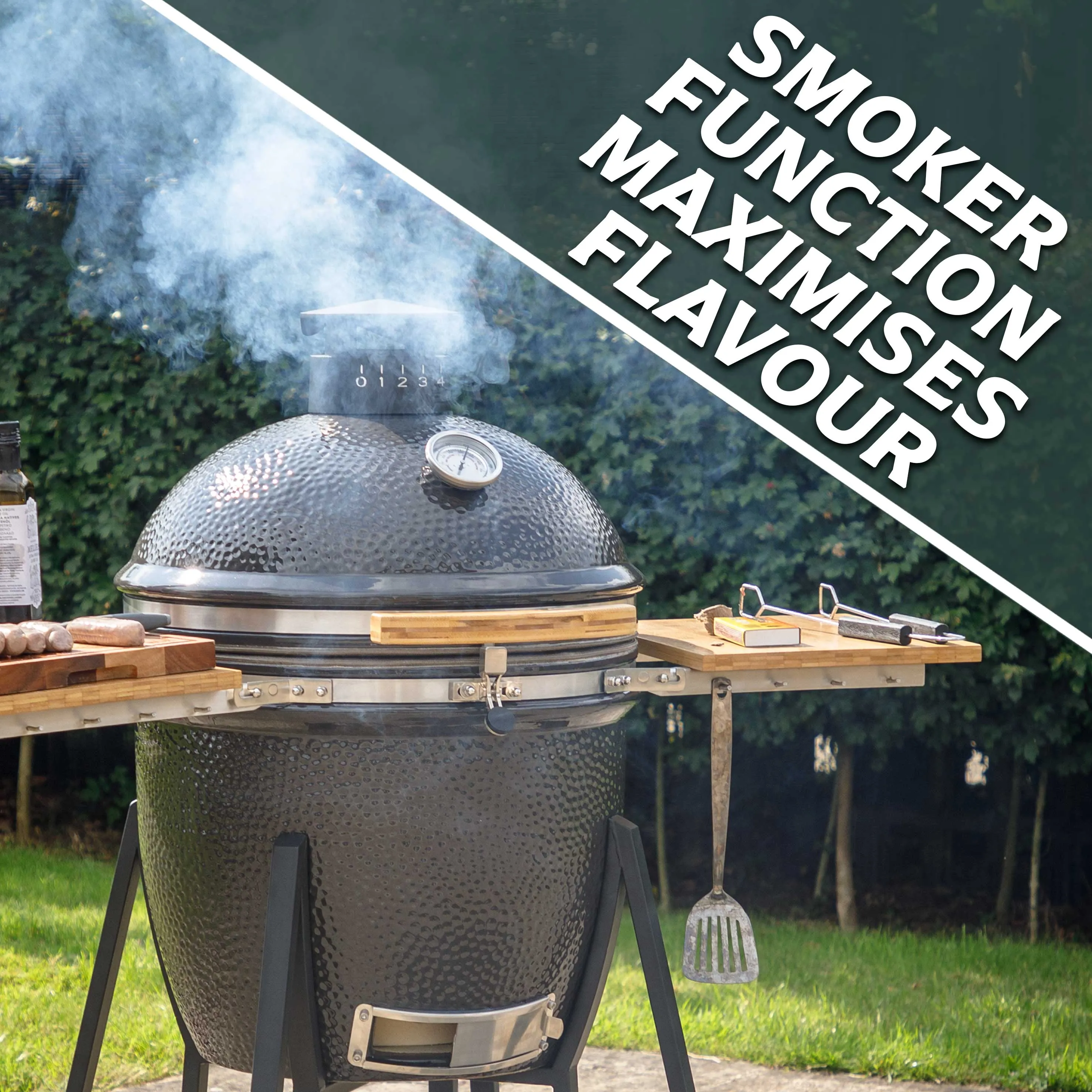 Deluxe Ceramic Kamado Style BBQ Grill/ Oven/Smoker, 22"(56cm) - DG236