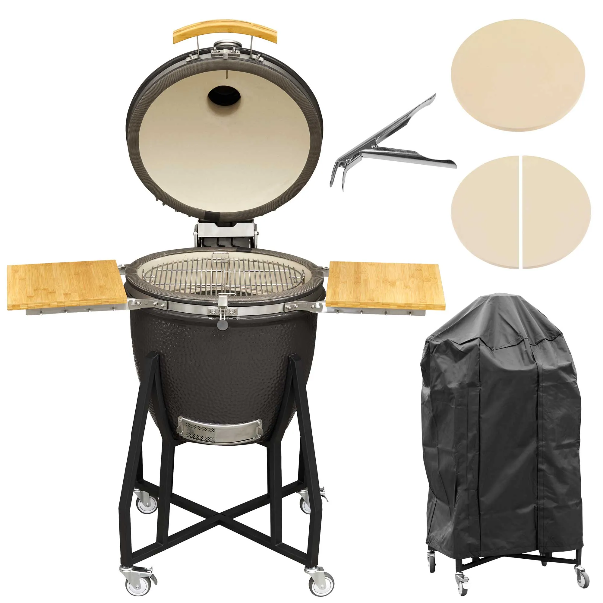 Deluxe Ceramic Kamado Style BBQ Grill/ Oven/Smoker, 22"(56cm) - DG236