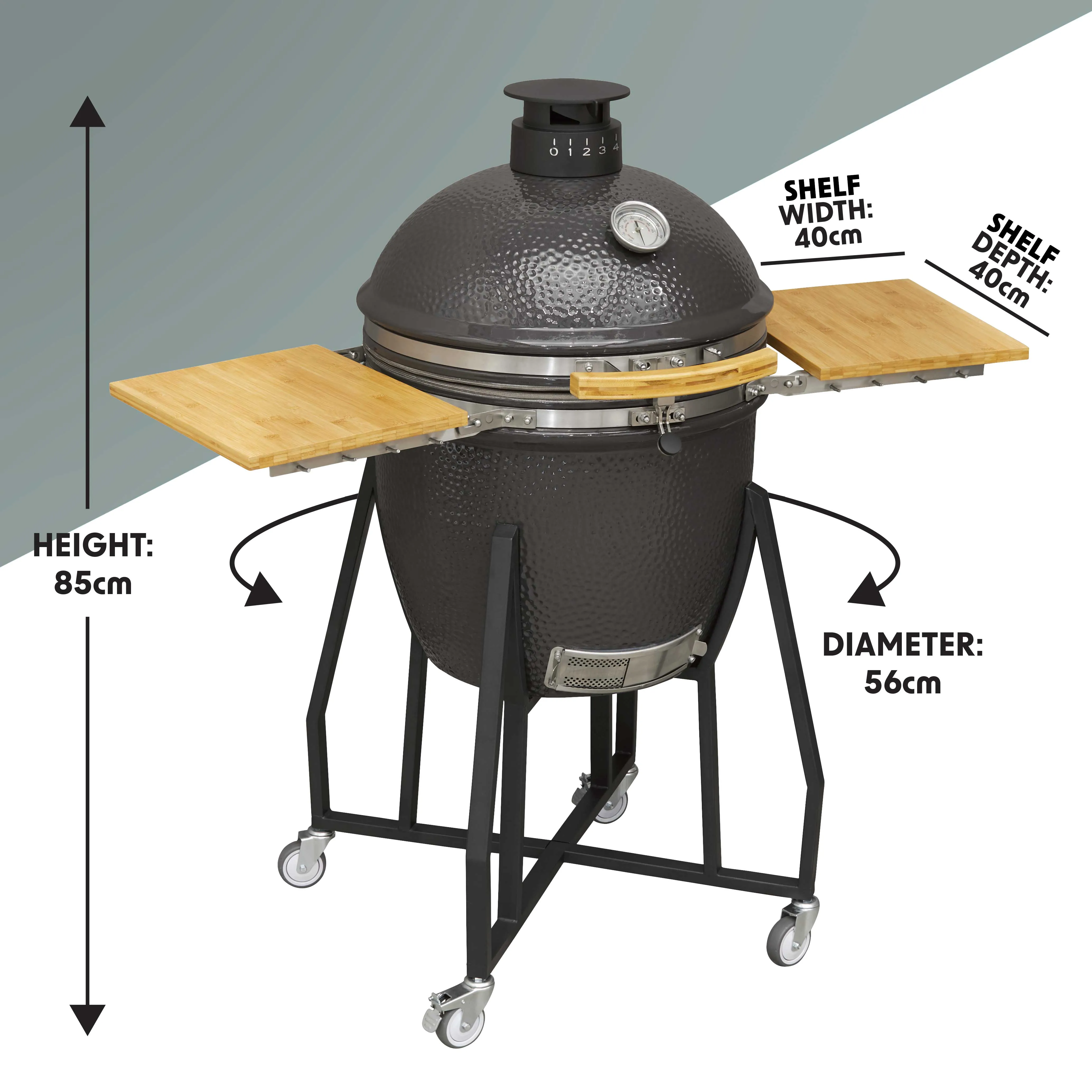 Deluxe Ceramic Kamado Style BBQ Grill/ Oven/Smoker, 22"(56cm) - DG236