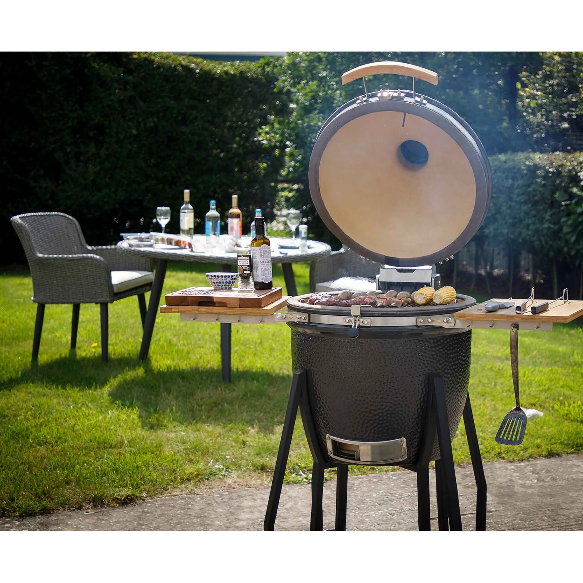 Deluxe Ceramic Kamado Style BBQ Grill/ Oven/Smoker, 22"(56cm) - DG236