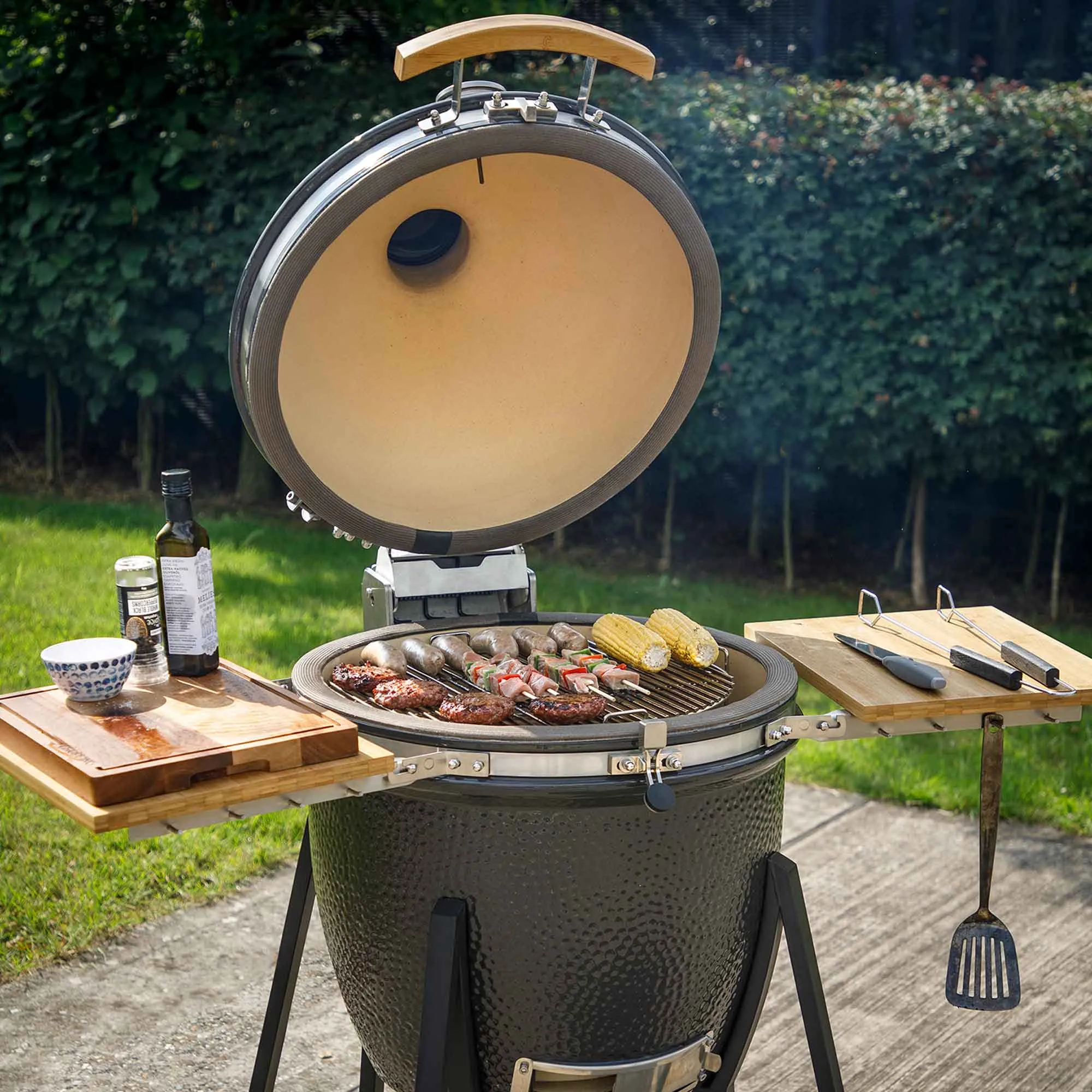 Deluxe Ceramic Kamado Style BBQ Grill/ Oven/Smoker, 22"(56cm) - DG236