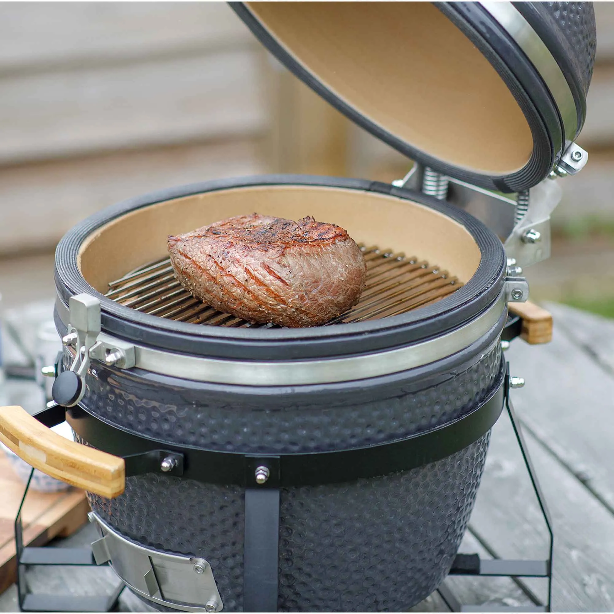 Deluxe Kamado BBQ Grill, Oven, Smoker, Ceramic 16"(40cm) - DG158
