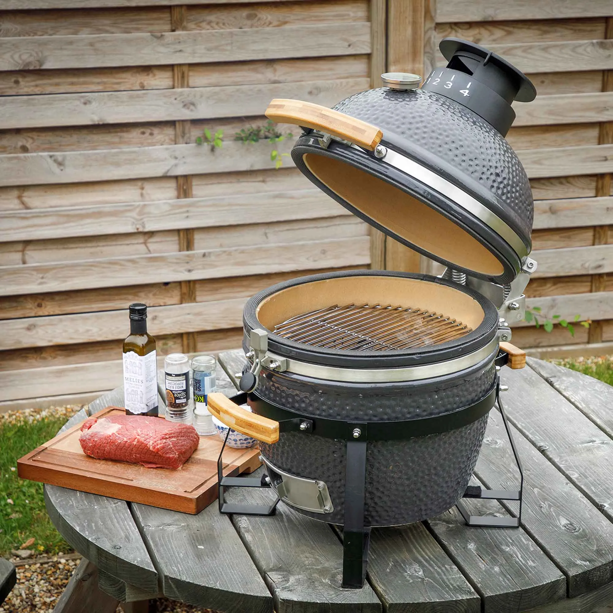 Deluxe Kamado BBQ Grill, Oven, Smoker, Ceramic 16"(40cm) - DG158