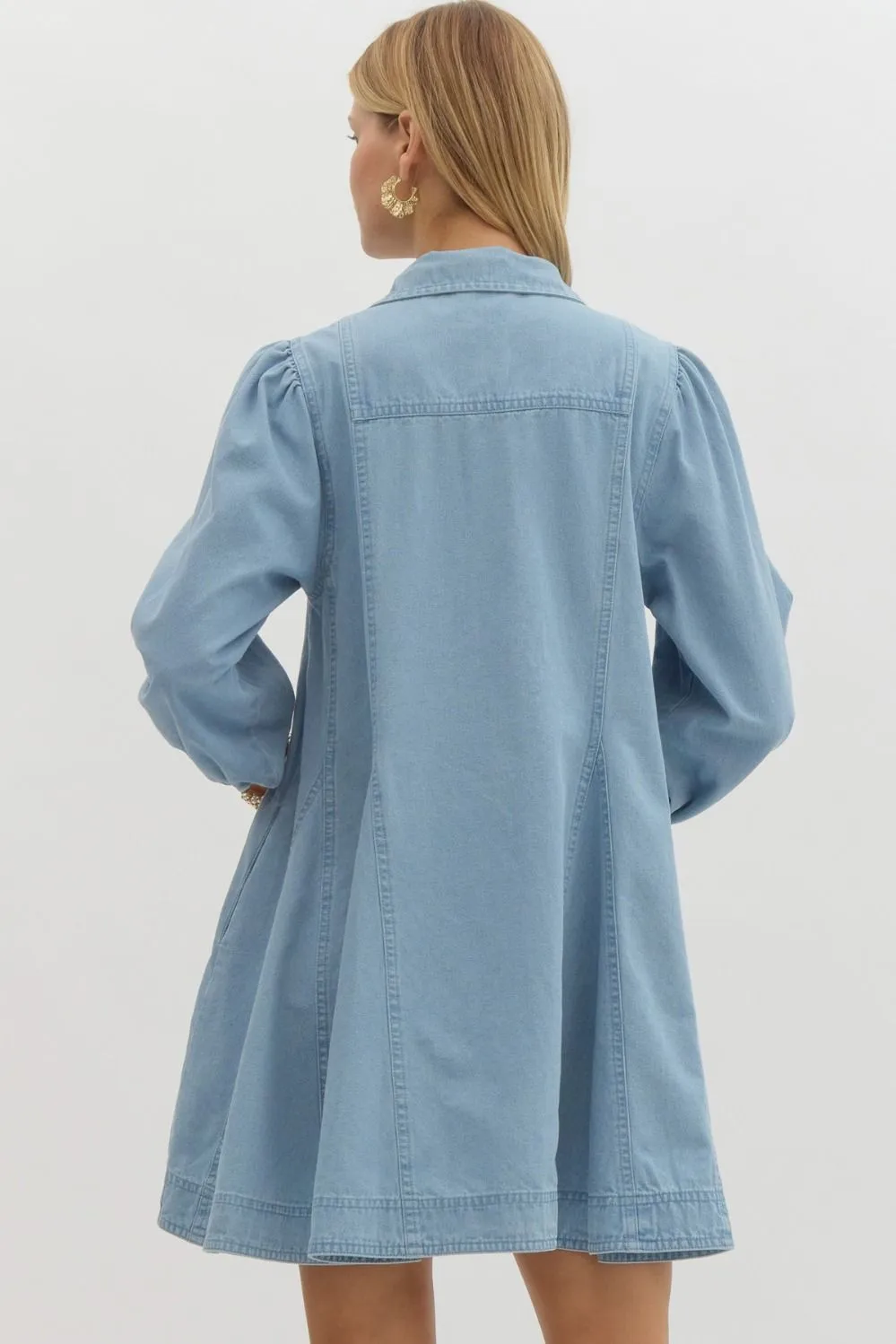 Denim Buttoned Mini Dress {Light}
