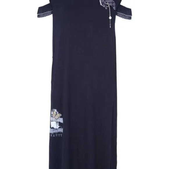 Designer black summer dress with smile pin maxi large sizes lightweight slim