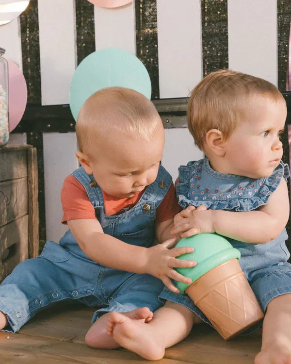 deux par deux Baby Girls Light Soft Denim Dress And Bloomer Set