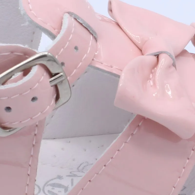 'Dina' Girls Pink Patent T-Bar Sandals