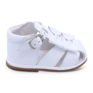 'Dina' Girls White Leather T-Bar Sandals