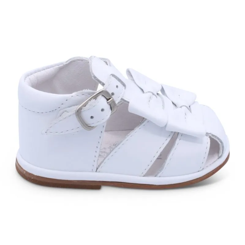 'Dina' Girls White Leather T-Bar Sandals