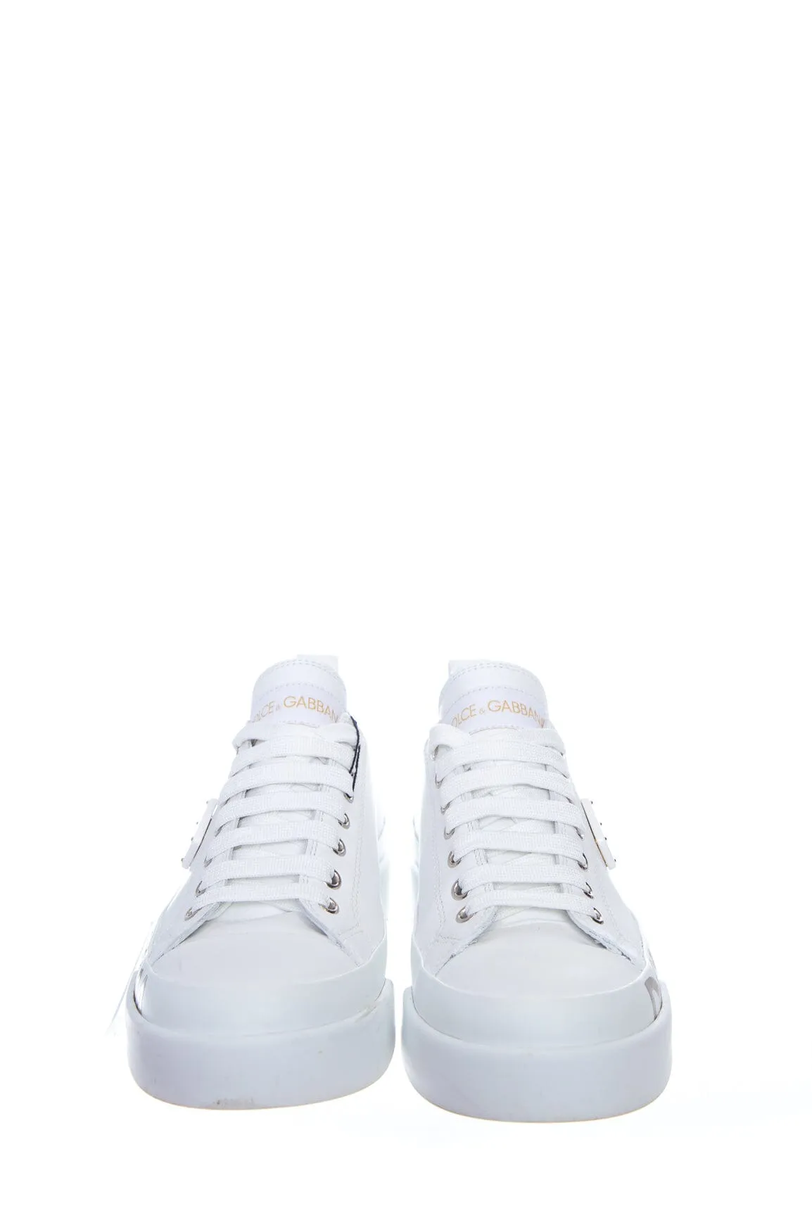 Dolce & Gabbana White Leather Logo Low Top Sneakers SZ 38.5
