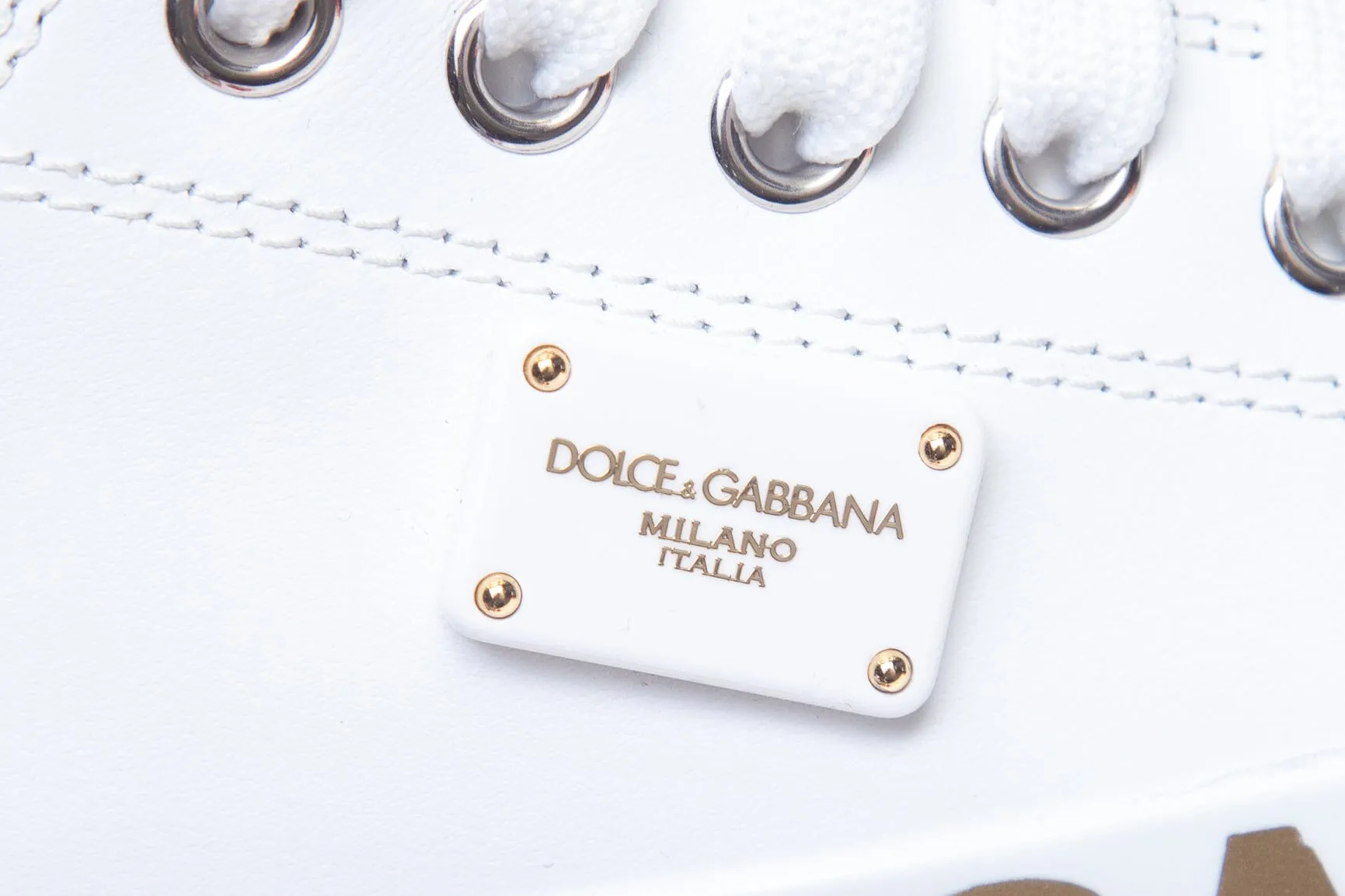 Dolce & Gabbana White Leather Logo Low Top Sneakers SZ 38.5