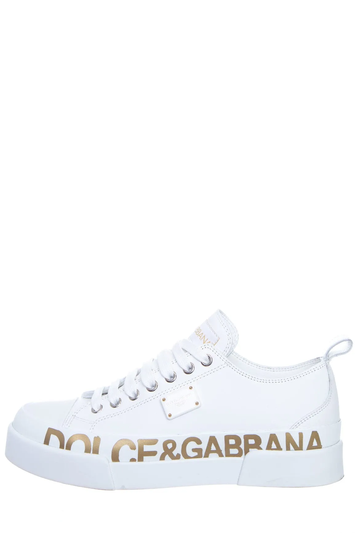 Dolce & Gabbana White Leather Logo Low Top Sneakers SZ 38.5