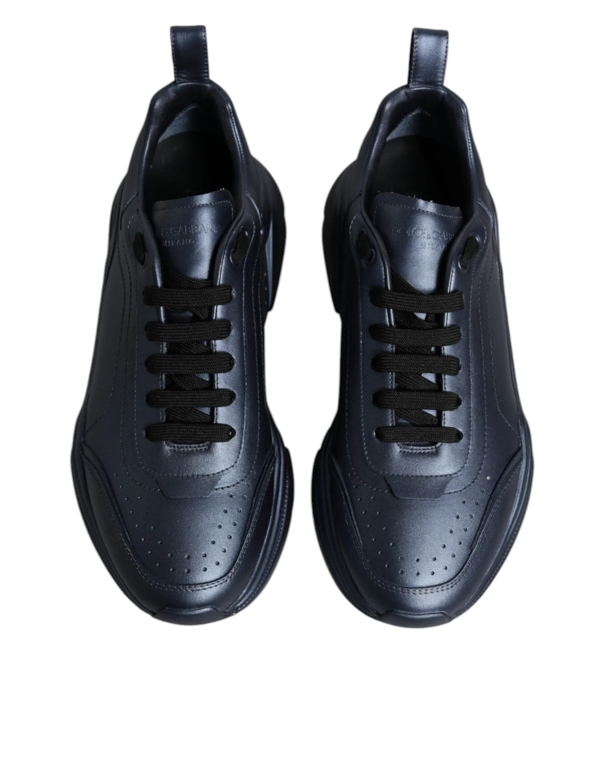 Dolce&Gabbana Daymaster Men Blue Sneakers Leather Low Top Trainer Shoes Sz EU 44