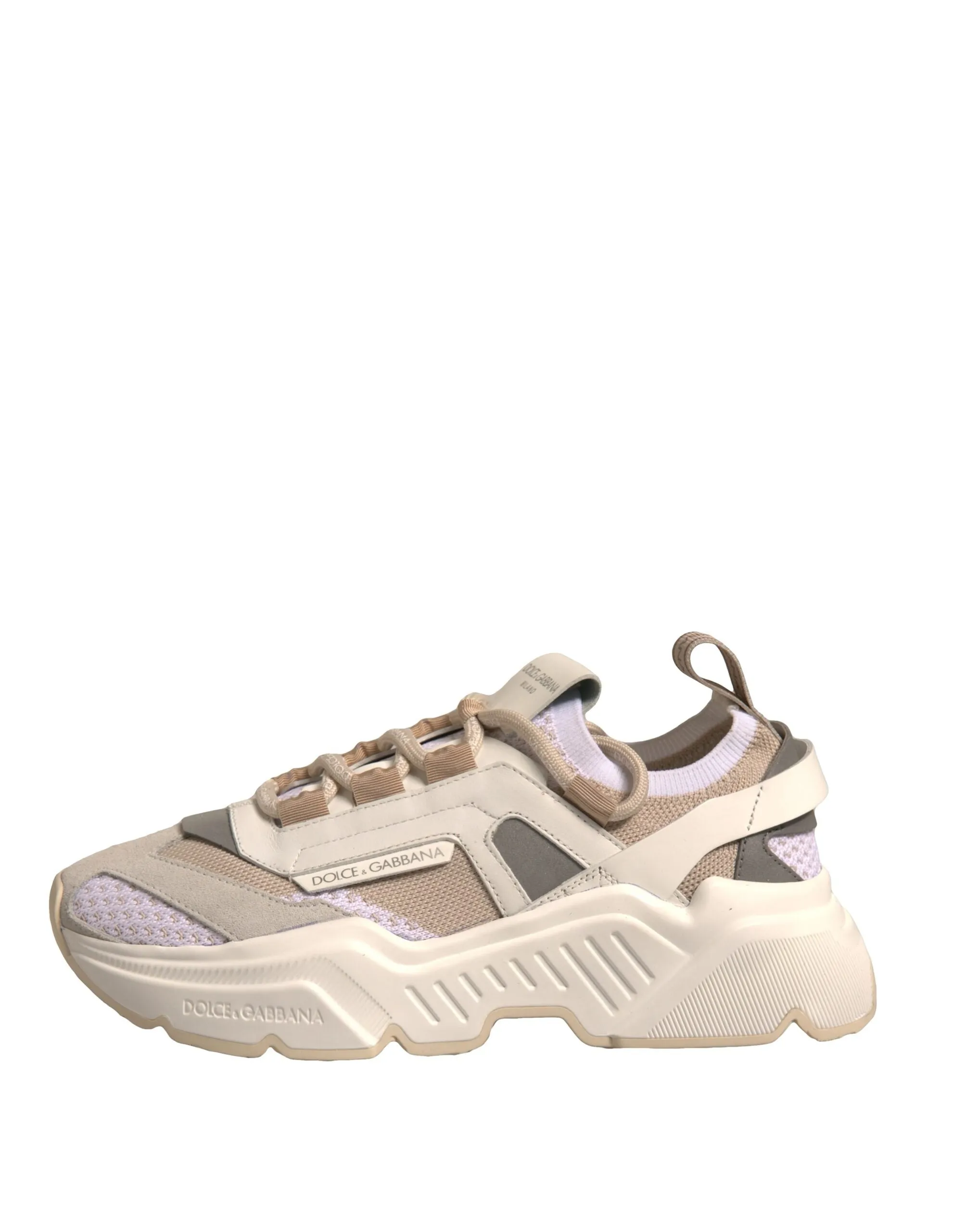 Dolce&Gabbana DAYMASTER Women Beige Sneakers Polyester Wedge Trainer Shoes EU 35