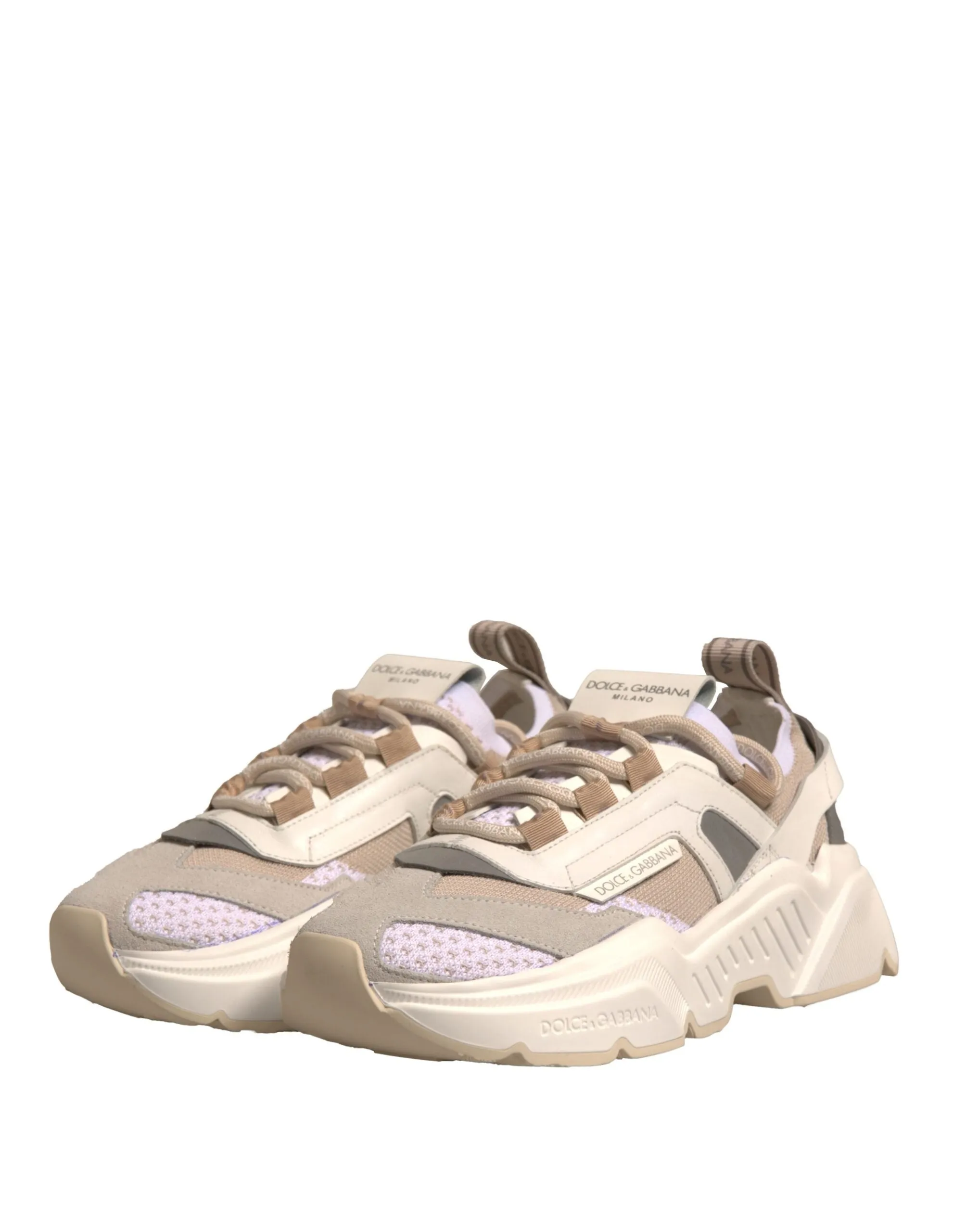 Dolce&Gabbana DAYMASTER Women Beige Sneakers Polyester Wedge Trainer Shoes EU 35