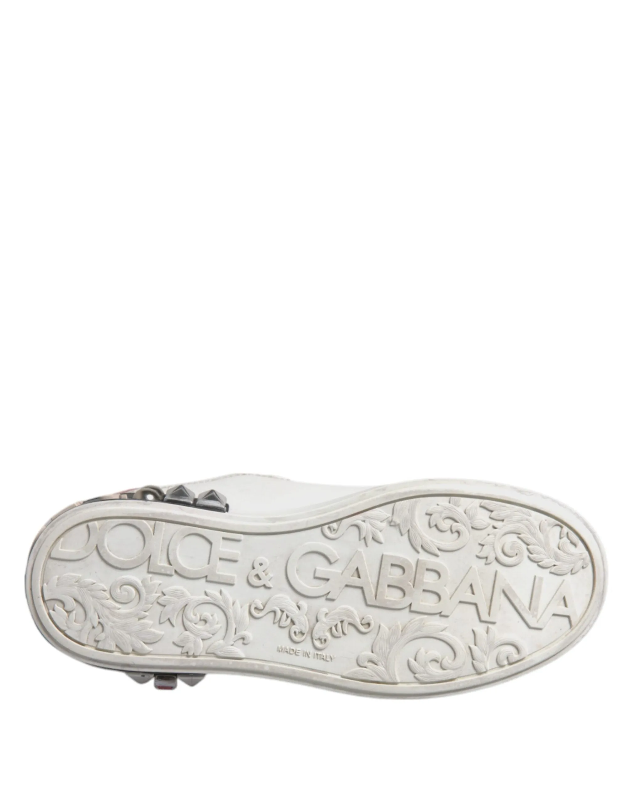 Dolce&Gabbana Women White Sneakers Leather Sequined Crystals Trainer Shoes EU 35