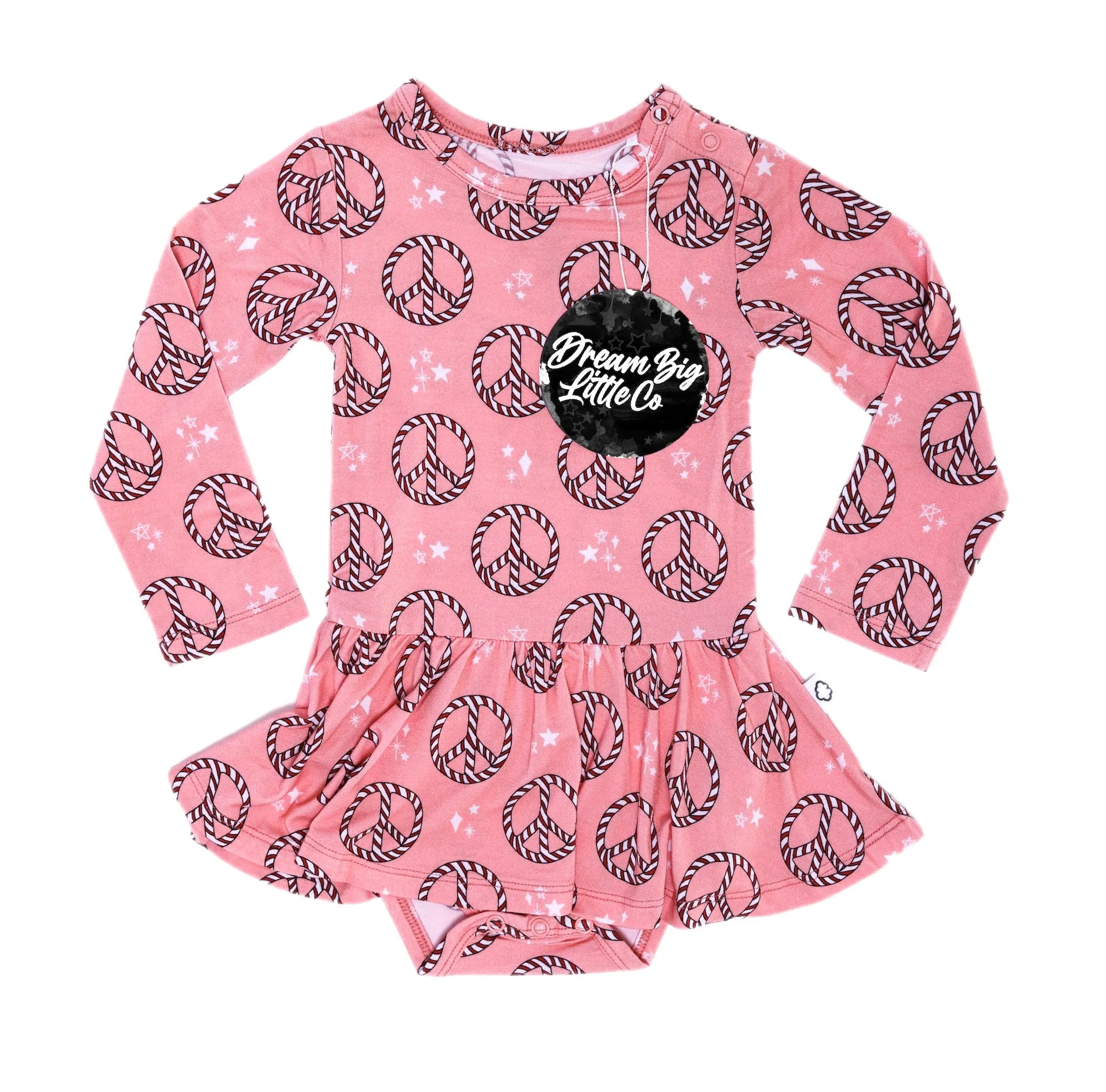 Dream Big Little Co Christmas Peace Dream Onesie Dress