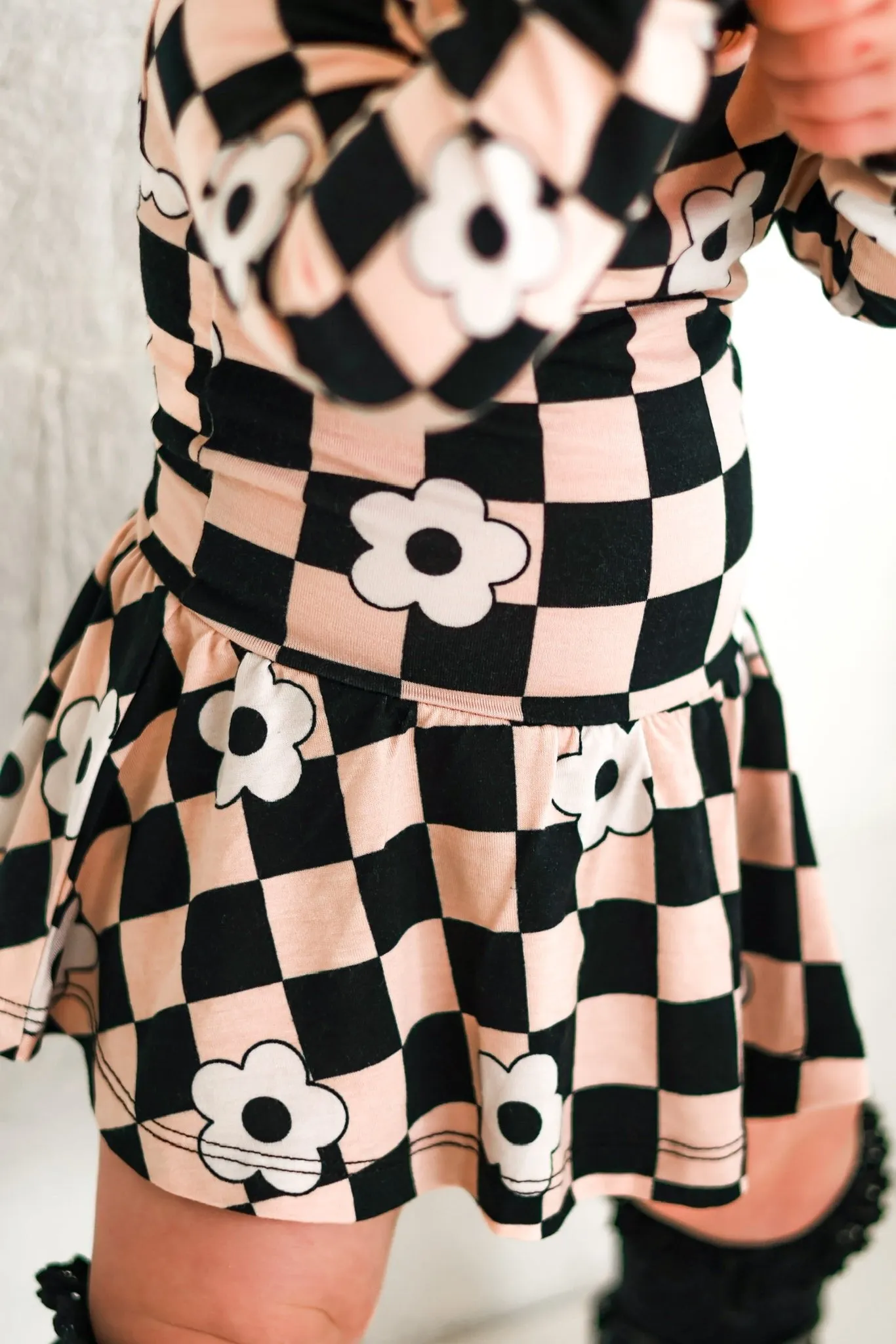 Dream Big Little Co Retro Daisy Checks Dream Onesie Dress