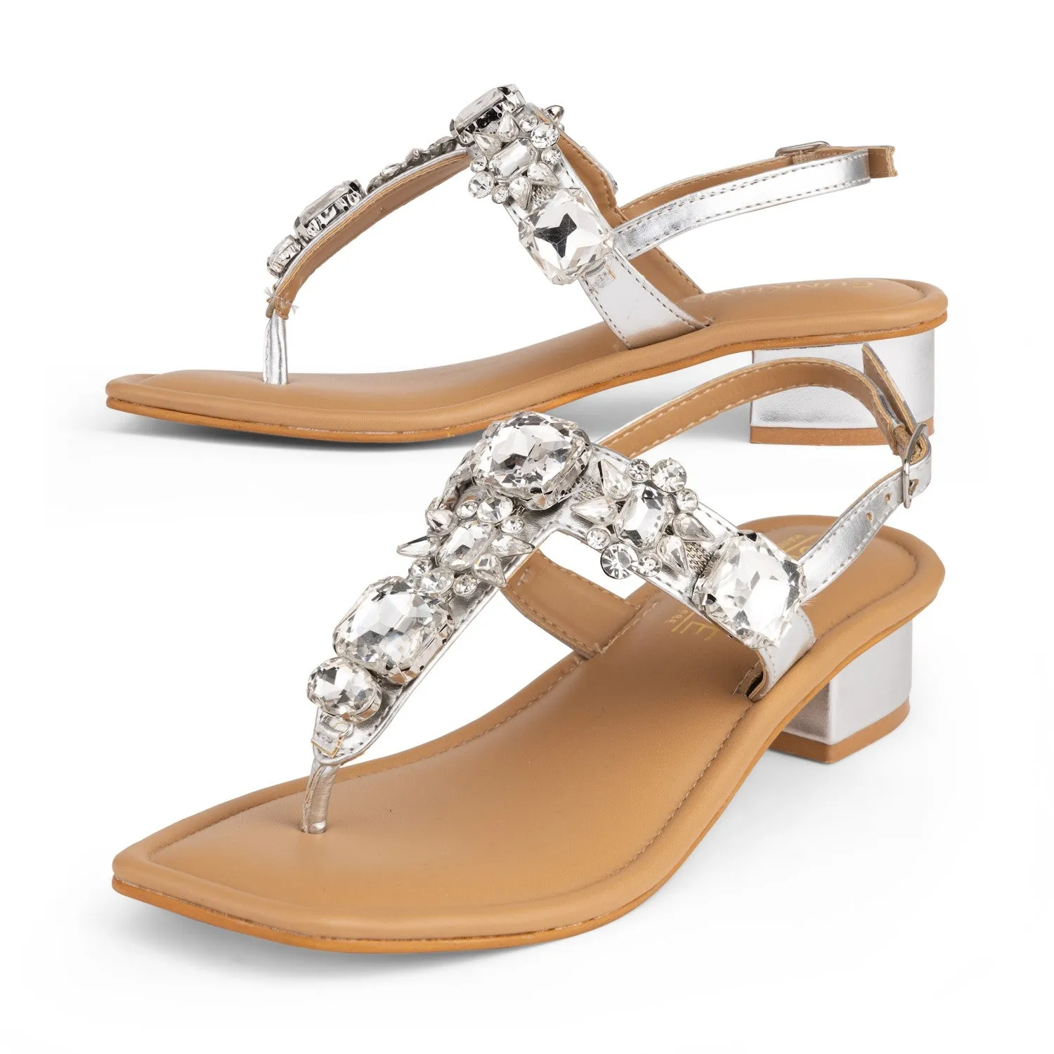 DREAM Heels - Silver Embellished Sandals